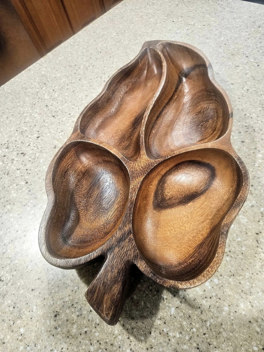 Wooden Leaf Serving Tray, Brown